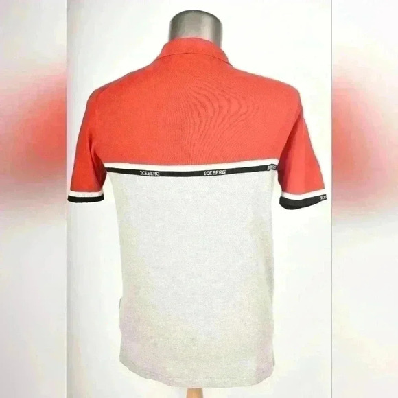 Vtg 2000s ICE ICEBERG Red Black Grey Logo Knit Hip Hop Polo Shirt Medium Romania - Picture 9 of 10